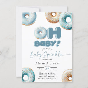 Blue Sprinkle Doughnut Baby Sprinkle Invitatio Invitation