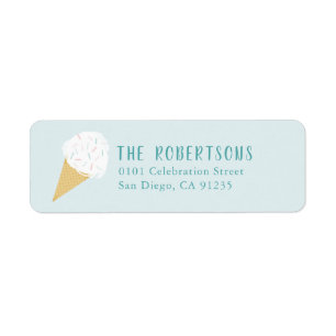 Blue Sprinkles Ice Cream Birthday Return Address Label