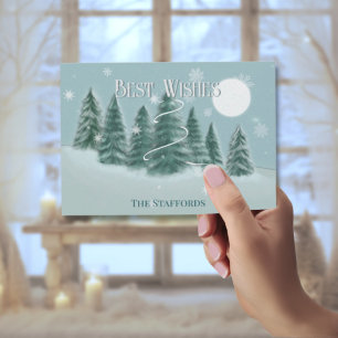 Blue Spruce Flat Christmas Card