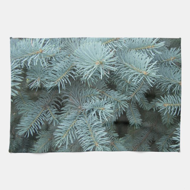 Blue spruce grey evergreen tree rustic nature  tea towel (Horizontal)