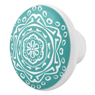 Blue Spruce Mandala Ceramic Knob