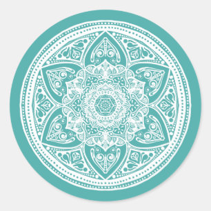 Blue Spruce Mandala Classic Round Sticker