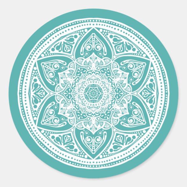 Blue Spruce Mandala Classic Round Sticker (Front)