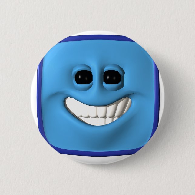 blue square 6 cm round badge (Front)