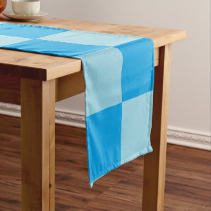 Blue square blocks geometric medium table runner