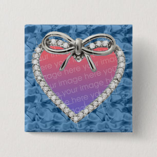 Blue Square Diamond Heart Frame Button