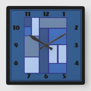 Blue Square Geometric - Emotion Form and Colour Square Wall Clock