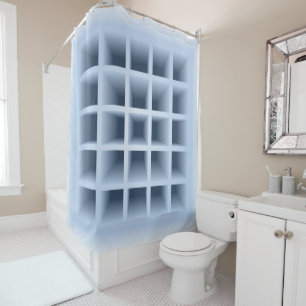 Blue square holes pattern shower curtain