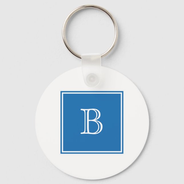 Blue Square Monogram Basic Keychain (Front)