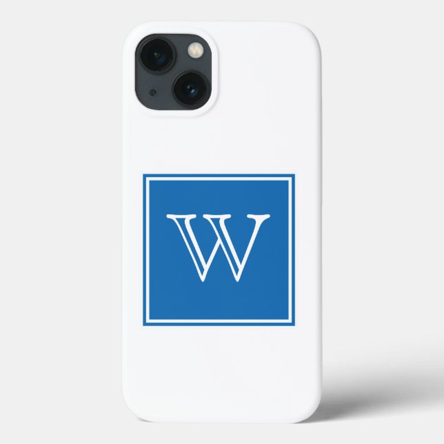 Blue Square Monogram Case-Mate iPhone Case (Back)