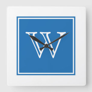 Blue Square Monogram Clock