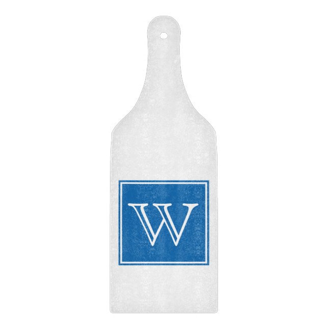 Blue Square Monogram Cutting Board (Front)
