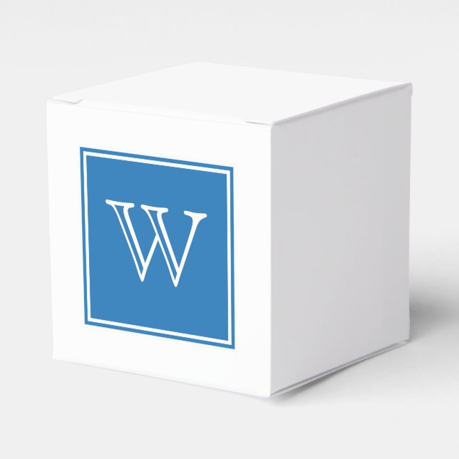 Blue Square Monogram Favour Boxes (Front Side)