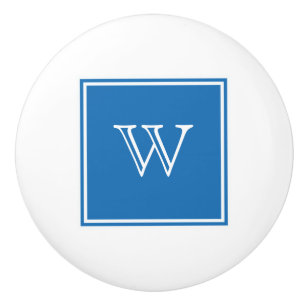 Blue Square Monogram Knob
