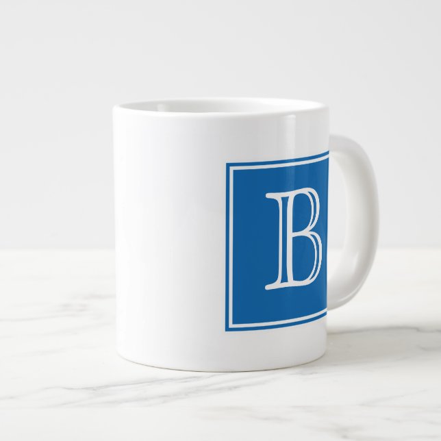 Blue Square Monogram Speciality Mug (Front Right)