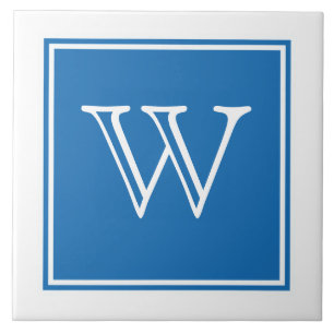 Blue Square Monogram Tile