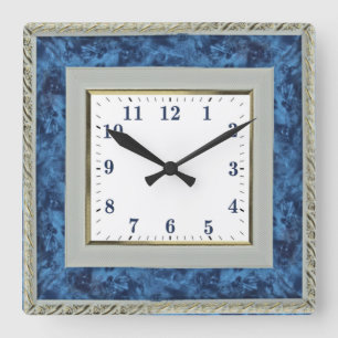 Blue Square Wall Clock