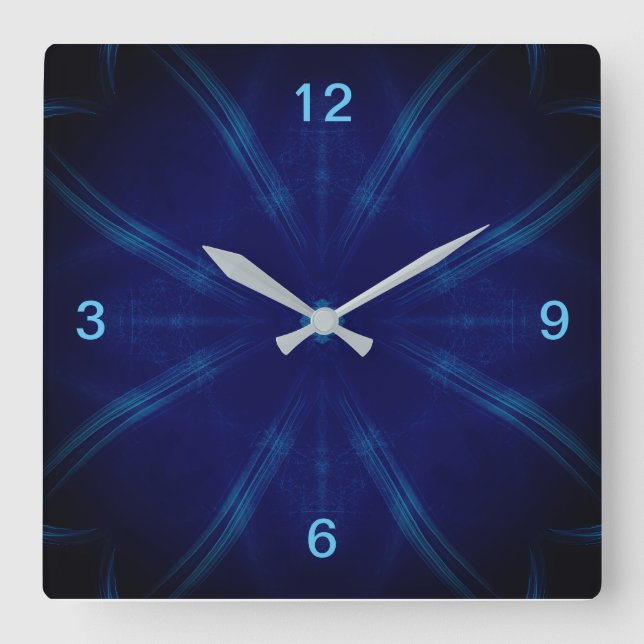 blue square wall clock (Front)