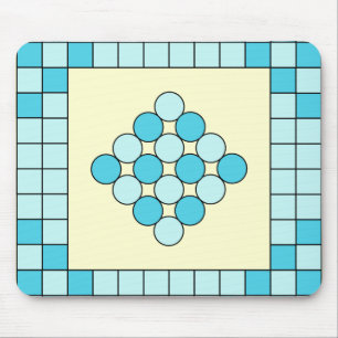 Blue Squares and Circles Pattern Mouse Pad