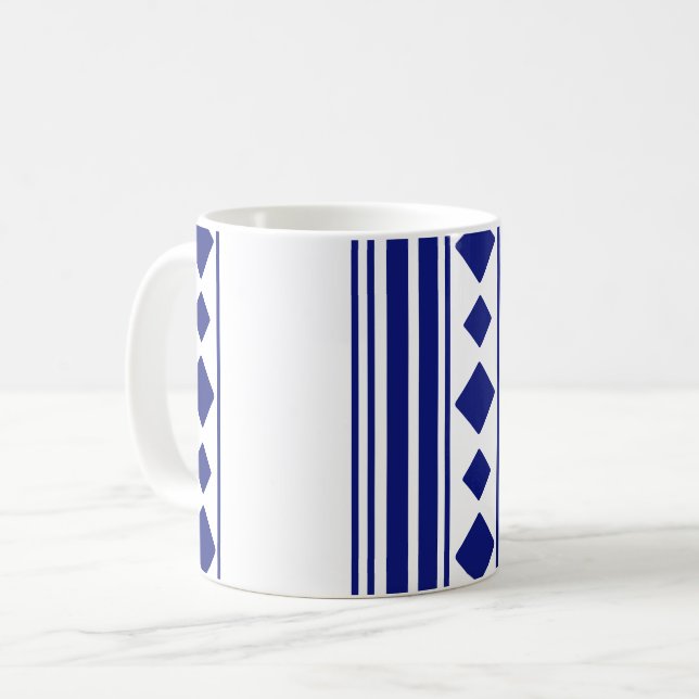 Blue squares and lines coffee mug (Front Left)