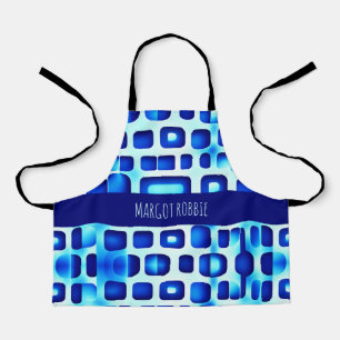 Blue Squares and Rectangles Isometric Pattern Apron