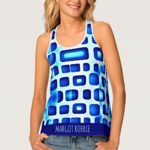 Blue Squares and Rectangles Isometric Pattern Singlet