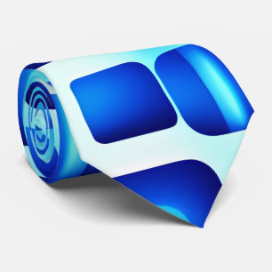 Blue Squares and Rectangles Isometric Pattern Tie