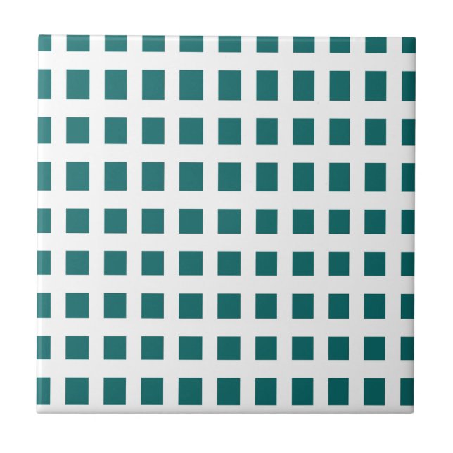 Blue Squares Chequered  Ceramic Tile (Front)