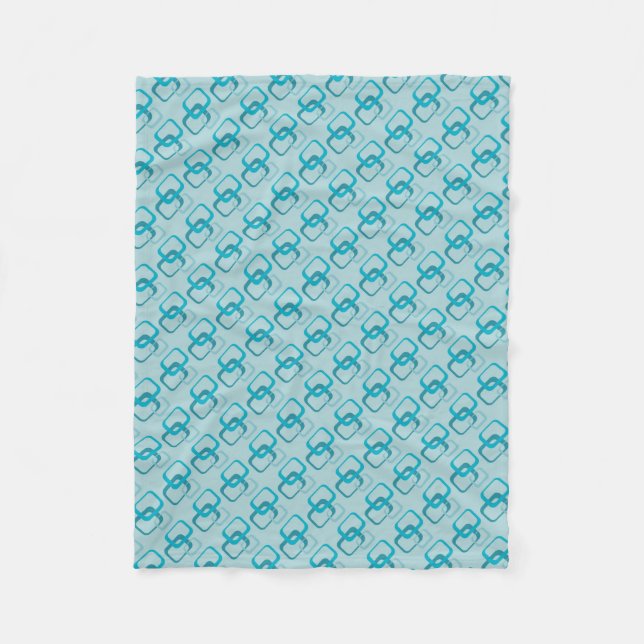Blue Squares Fleece Throw Blanket (Front)