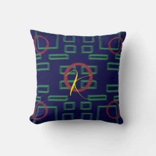 Blue Squares Geometric Cushion