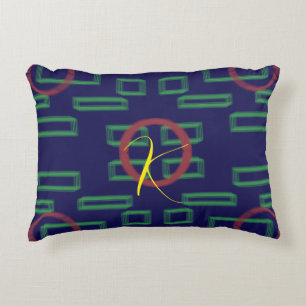 Blue Squares Geometric  Decorative Cushion