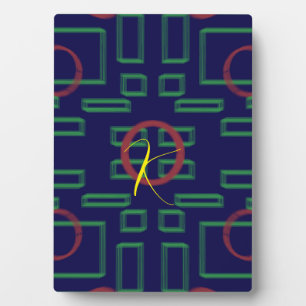 Blue Squares Geometric Plaque