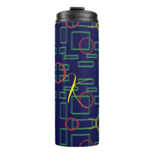 Blue Squares Geometric  Thermal Tumbler