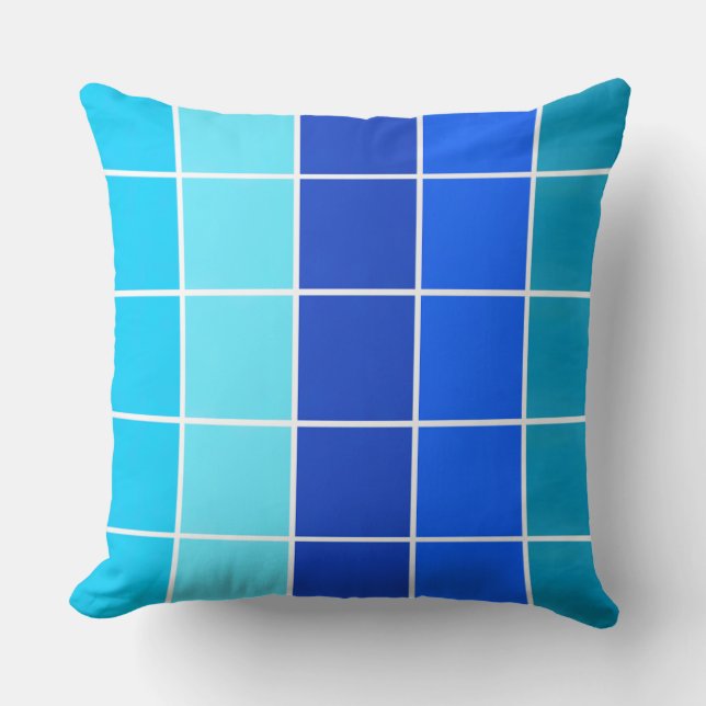 Blue Squares Gradient Stripes Cushion (Front)