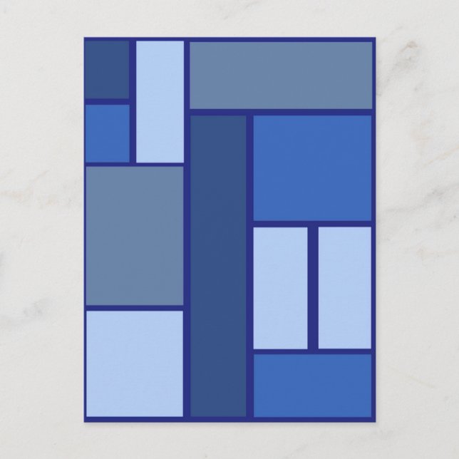 Blue Squares in a Geometric Pattern Postcard (Front)