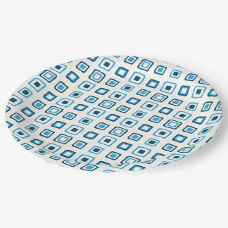 Blue Squares in Blue Squares Paper Plate