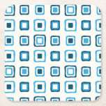 Blue Squares in Blue Squares - Reusable Square Paper Coaster<br><div class="desc">Mid-Century Modern blue squares within squares makes a lovely disposable,  yet reusable paper coaster for your home or office. Sold in sets of 6 so you will have plenty to set out for any kind of occasion or everyday use.</div>