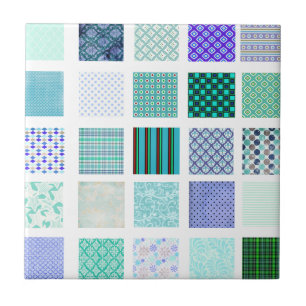 Blue squares mosaic pattern ceramic tile