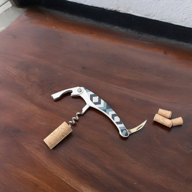 Blue Squares Pattern Corkscrew (Corkscrew Bottle Opener)