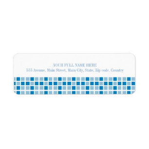 Blue Squares Pattern Return Address Label