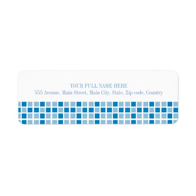 Blue Squares Pattern Return Address Label (Front)