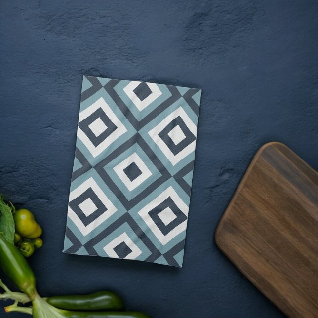 Blue Squares Pattern Tea Towel (Kitchen Towel)