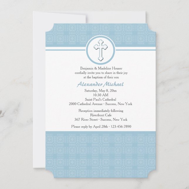 Blue Squares Religious Invitation (Front)