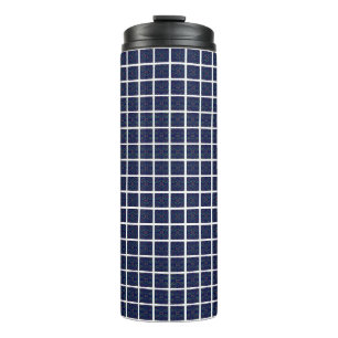 Blue Squares Thermal Tumbler