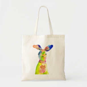 Blue squares watercolor abstract tote bag