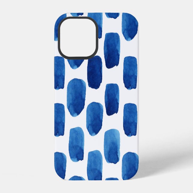 Blue squares, watercolor seamless pattern. iPhone case (Back)