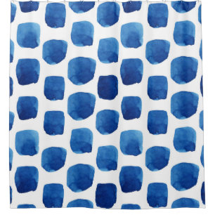 Blue squares, watercolor seamless pattern. shower curtain