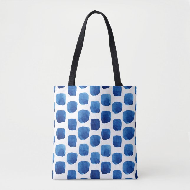 Blue squares, watercolor seamless pattern. tote bag (Front)
