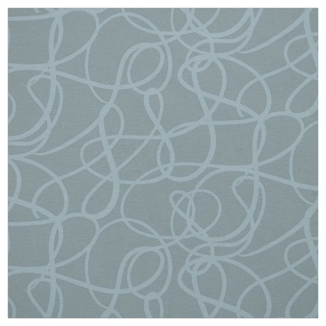 Blue Squiggle Line Abstract Pattern Fabric (Swatch)