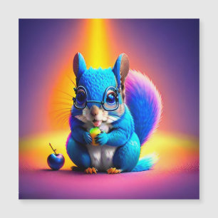Blue Squirrel Eating A Fruit